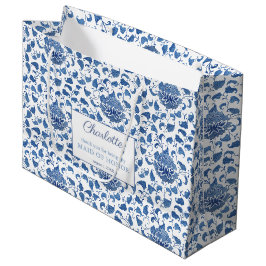 Aquarellblau-weiße Trauzeugin Vielen Dank Große Geschenktüte