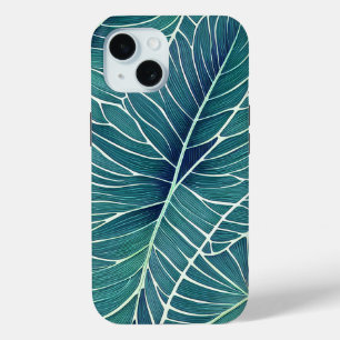 Aquarellblaue Aquamarine tropische Blätter Case-Mate iPhone Hülle