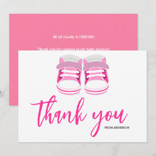 Aquarellblaue Baby Girl Booties Baby Shower Dankeskarte