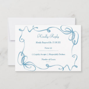 Aquarellblaue Band Hochzeit RSVP Beilagekarte Karte