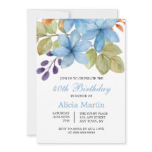 Aquarellblaue Blume Botanisch jedes Alter Geburtst