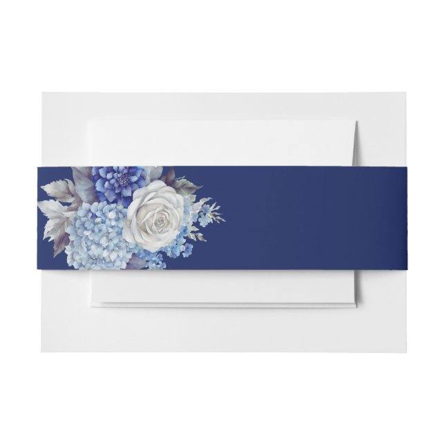 Aquarellblaue Blume Bouquet-Wedding- Einladungsbanderole (Vorderseite Beispiel)