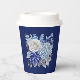 Aquarellblaue Blume Bouquet-Wedding- Pappbecher