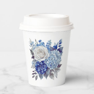Aquarellblaue Blume Bouquet-Wedding- Pappbecher