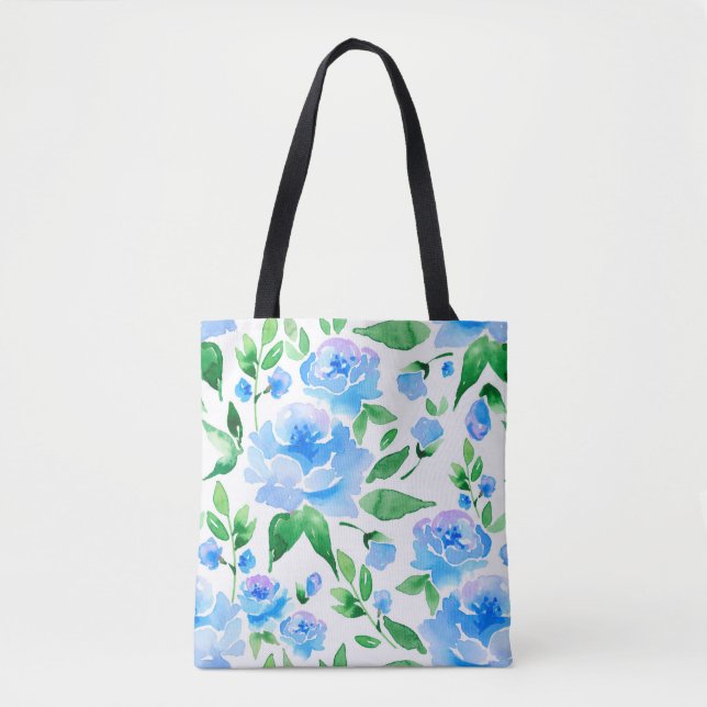 Aquarellblaue Blumen (Vorderseite)