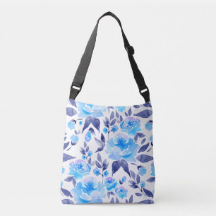 Aquarellblaue Blumen 2 Tragetaschen Mit Langen Trägern