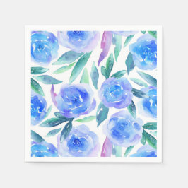 Aquarellblaue Blumen. Blumenmuster Serviette