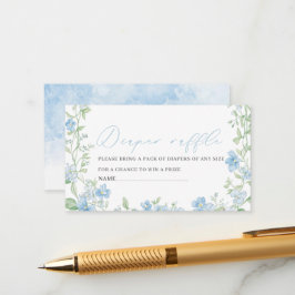 Aquarellblaue Blumen Bugband Babydusche Begleitkarte