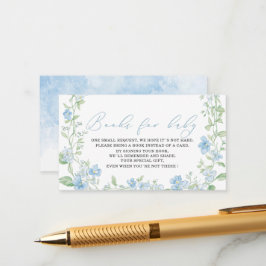 Aquarellblaue Blumen Bugband Babydusche Begleitkarte