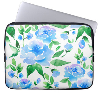 Aquarellblaue Blumen Laptopschutzhülle