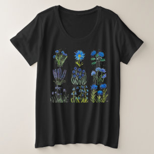 Aquarellblaue Blumen Wildblumen Sommer Natur Große Größe T-Shirt