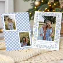 Aquarellblaue Blumengirlande Weihnachtsfoto