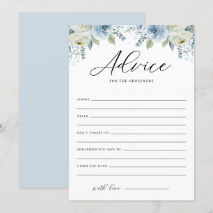 Aquarellblaue Blumengrüße für die Neuvermählten Einladung