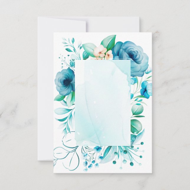 Aquarellblaue Blumenkarte, kreieren Sie Ihre eigen Dankeskarte (Vorderseite)