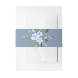 Aquarellblaue Blütenmuster Einladungsbanderole