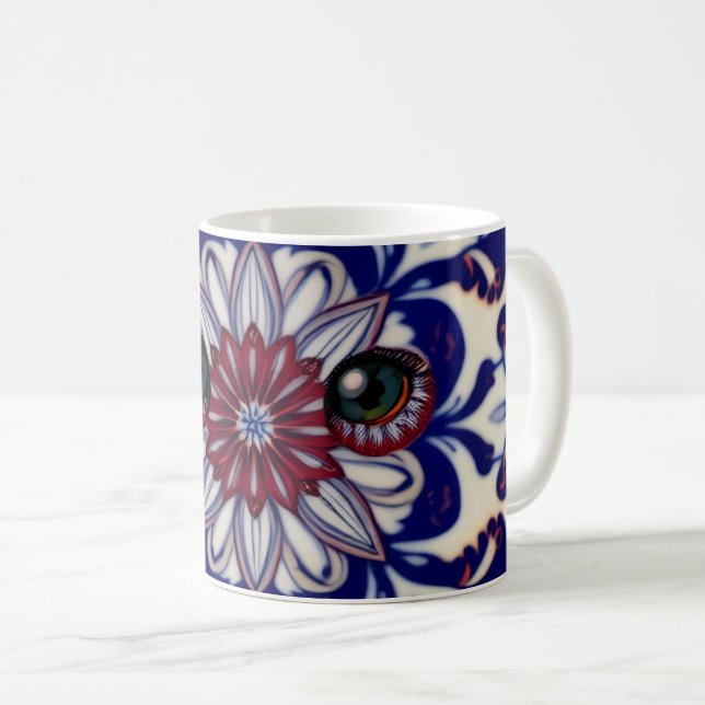 Aquarellblaue botanische Glas-Mug mit Frost-Effekt Kaffeetasse (VorderseiteRechts)