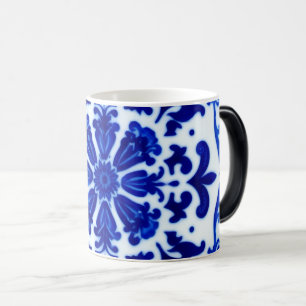 Aquarellblaue botanische Glas-Mug mit Frost-Effekt Verwandlungstasse