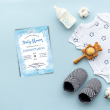 Aquarellblaue Cloud Pastellpinsel Baby Boy Dusche