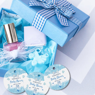 Aquarellblaue Cloud Pastellpinsel Baby Boy Dusche Geschenkanhänger