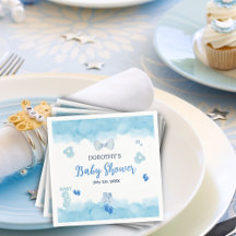 Aquarellblaue Cloud Pastellpinsel Baby Boy Dusche