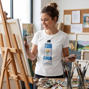 Aquarellblaue Farbtube Illustration T-Shirt