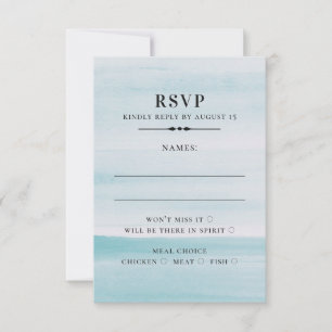 Aquarellblaue Hochzeit. Einfach elegante Meeresmod RSVP Karte