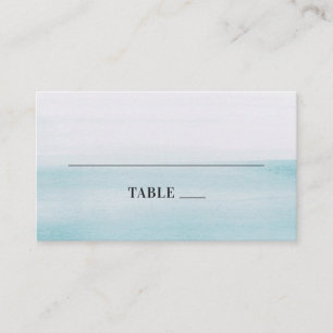 Aquarellblaue Hochzeit. Moderne elegante Seefahrt Platzkarte
