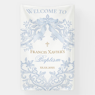 Aquarellblaue Krest-Tauf-Willkommensschild Banner