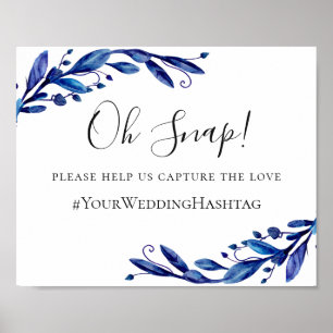 Aquarellblaue marineblaue florale Hochzeit instagr Poster