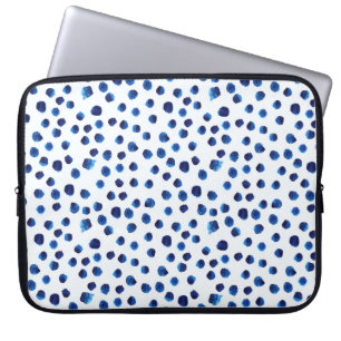 Aquarellblaue Polka-Punkte nahtloses Muster Laptopschutzhülle