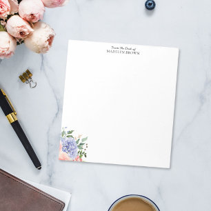 Aquarellblaue rosa Hortensien-Blumen Notizblock