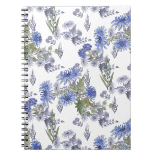 Aquarellblaue Rose federn weiß Notizblock
