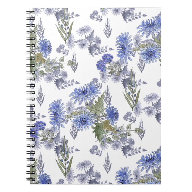 Aquarellblaue Rose federn weiß Notizblock (Vorderseite)