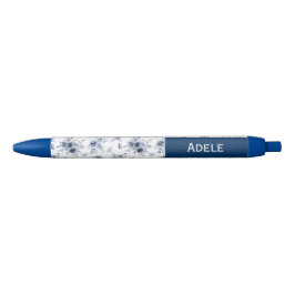 Aquarellblaue Rosen mit individuellem Namen Kugelschreiber