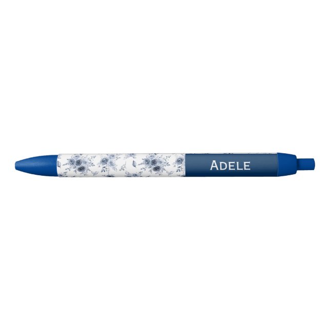 Aquarellblaue Rosen mit individuellem Namen  Kugelschreiber (Vorderseite)