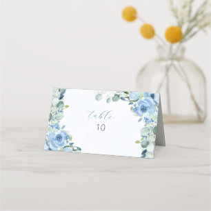Aquarellblaue Rosen Platzkarte