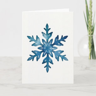 Aquarellblaue Schneeflocke Karte