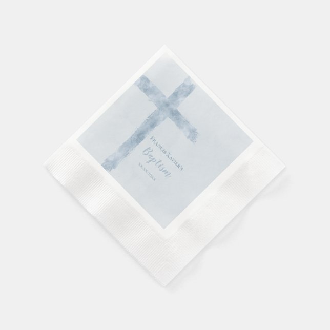 Aquarellblaue Taufe Serviette (Ecke)