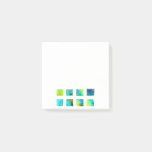 Aquarellblaue und grüne Quadrate Post-it Klebezettel
