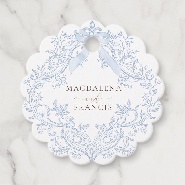 Aquarellblaue Wappenehe Geschenkanhänger (Vorderseite)