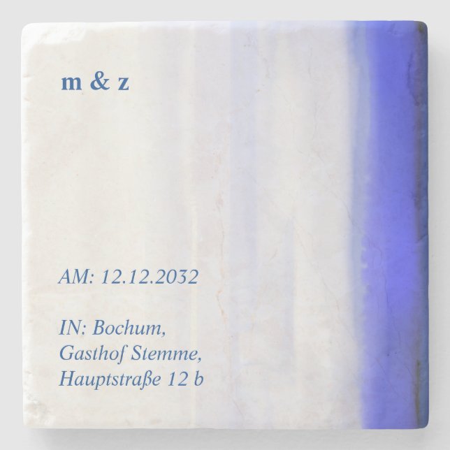 Aquarellblaue Wellen  Steinuntersetzer (Vorderseite)