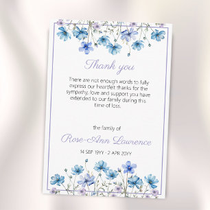 Aquarellblaue Wiesenblumen Beerdigung Dankeskarte