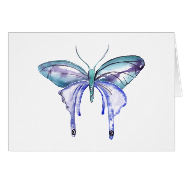 Aquarellblauer lila Schmetterling (Vorderseite (Horizontal))