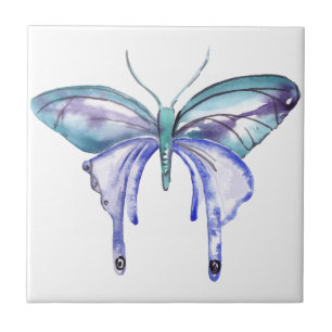 Aquarellblauer lila Schmetterling Fliese