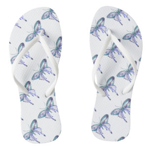 Aquarellblauer lila Schmetterling Flip Flops