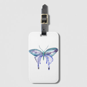 Aquarellblauer lila Schmetterling Gepäckanhänger