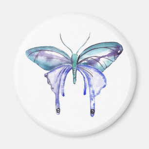 Aquarellblauer lila Schmetterling Magnet