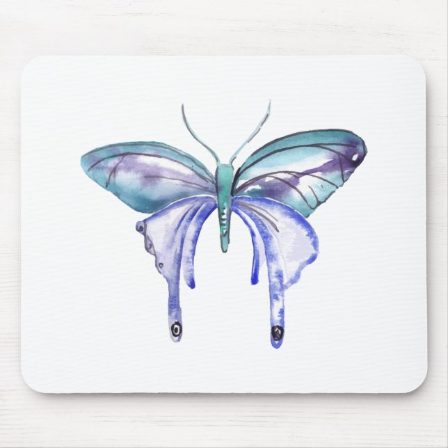 Aquarellblauer lila Schmetterling Mousepad (Vorne)