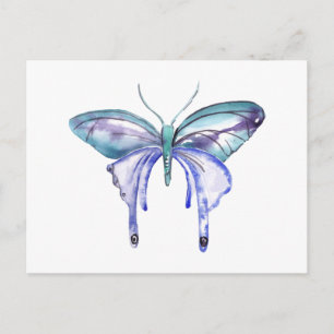 Aquarellblauer lila Schmetterling Postkarte