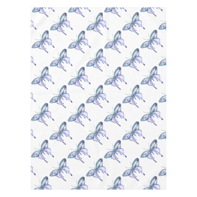 Aquarellblauer lila Schmetterling Tischdecke (Vorderseite)